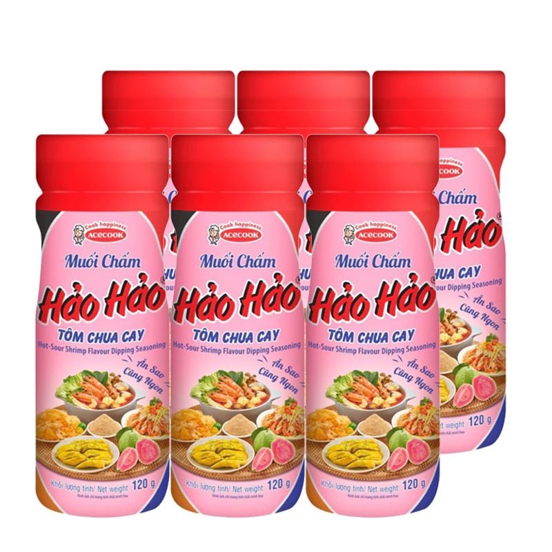  Muối chấm Hảo Hảo vị tôm chua cay lốc 6 chai x 120g 