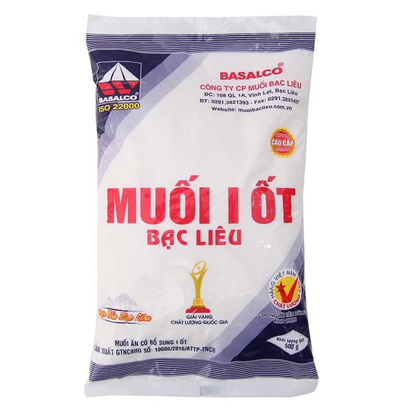  Muối i ốt Bạc Liêu gói 500g 