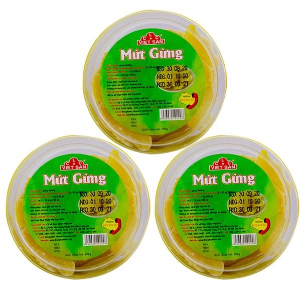  Mứt gừng Tết Việt San bộ 3 hộp x 150 g 