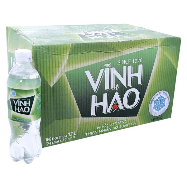  Nước khoáng có ga Vĩnh Hảo thùng 24 chai x 500ml 