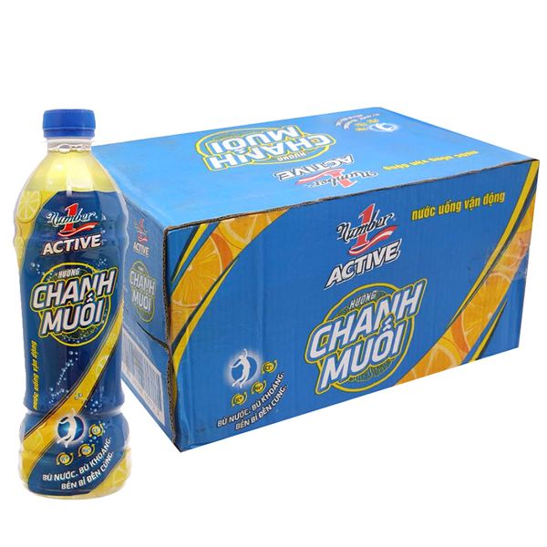  Nước tăng lực Number 1 Active vị chanh muối thùng 24 chai x 500 ml 