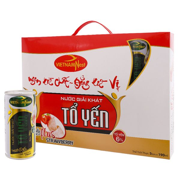  Nước yến Sài Gòn Anpha vị dâu hộp 5 lon x 190ml 