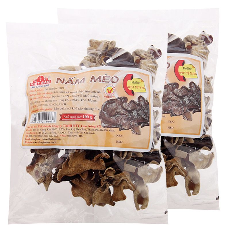  Nấm mèo đen Việt San bộ 2 gói x 100g 