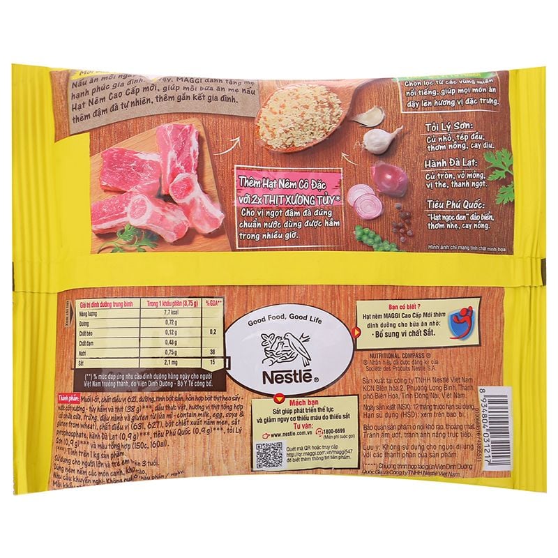  Hạt nêm cao cấp gấp đôi thịt xương tủy và gia vị tự nhiên Maggi lốc 6 gói x 175g 
