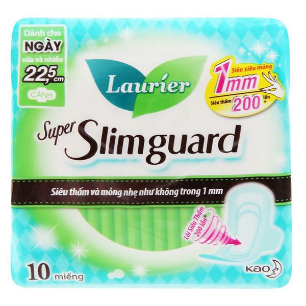  Băng vệ sinh Laurier Super Slimguard siêu siêu mỏng có cánh gói 10 miếng 