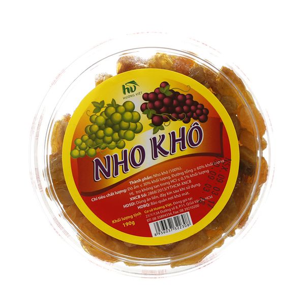  Nho khô Hương Việt hộp 190g 