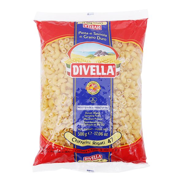  Nui chữ C chifferini rigati số 47 Divella gói 500g 