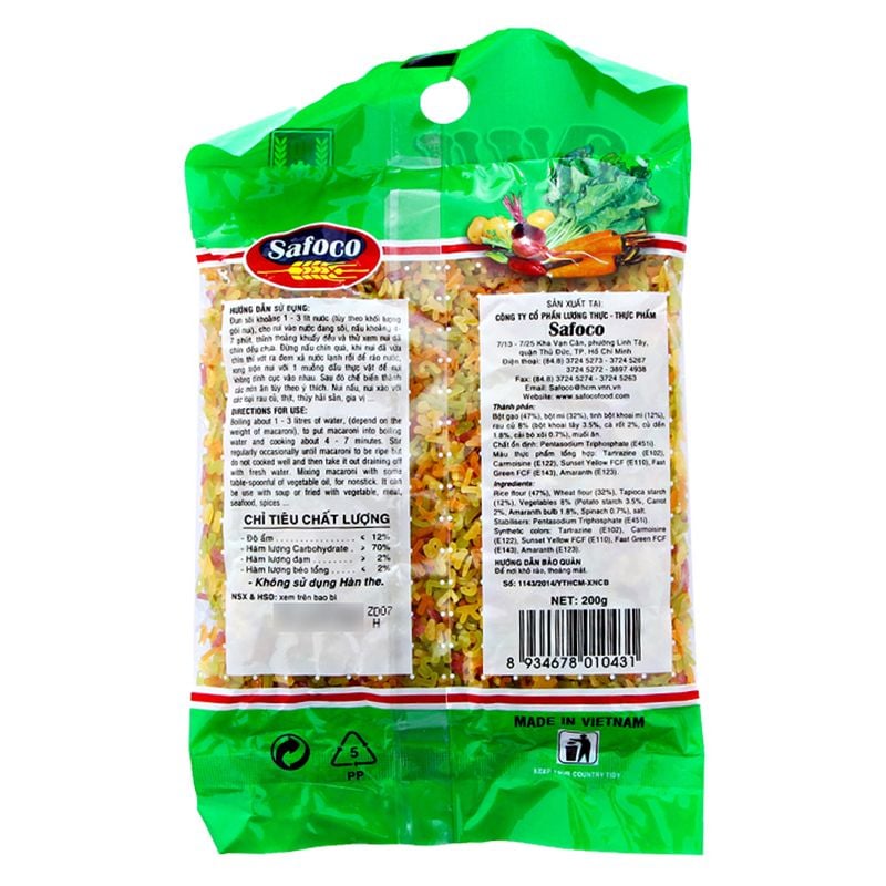 Nui rau củ hình chữ cái Safoco gói 200g – Chuỗi Tạp Hóa Việt - Chuyên ...