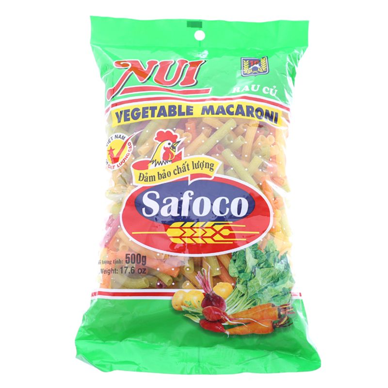  Nui rau củ ống lớn Safoco thùng 20 gói x 500g 
