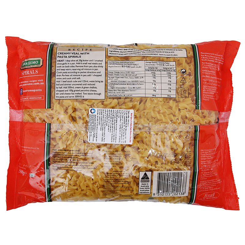  Nui xoắn spirals số 16 San Remo gói 500g 