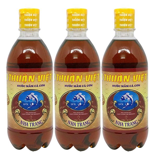  Nước chấm Nha Trang Thuận Việt nhãn vàng 10 độ đạm bộ 3 chai x 500ml 