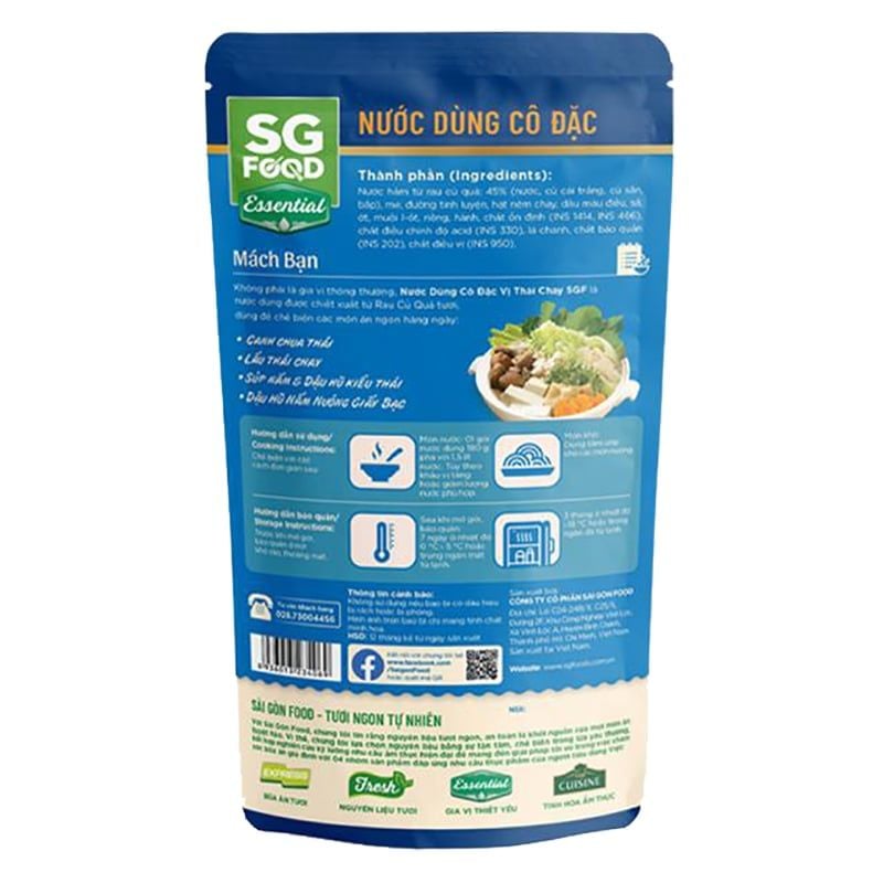  Nước dùng cô đặc vị lẩu Thái chay SG Food bộ 3 gói x 180g 