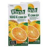  Nước ép cam 100% Vfresh bộ 2 hộp x 1 Lít 