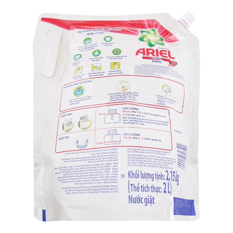  Nước giặt Ariel Matic hương Downy túi 2,15kg 