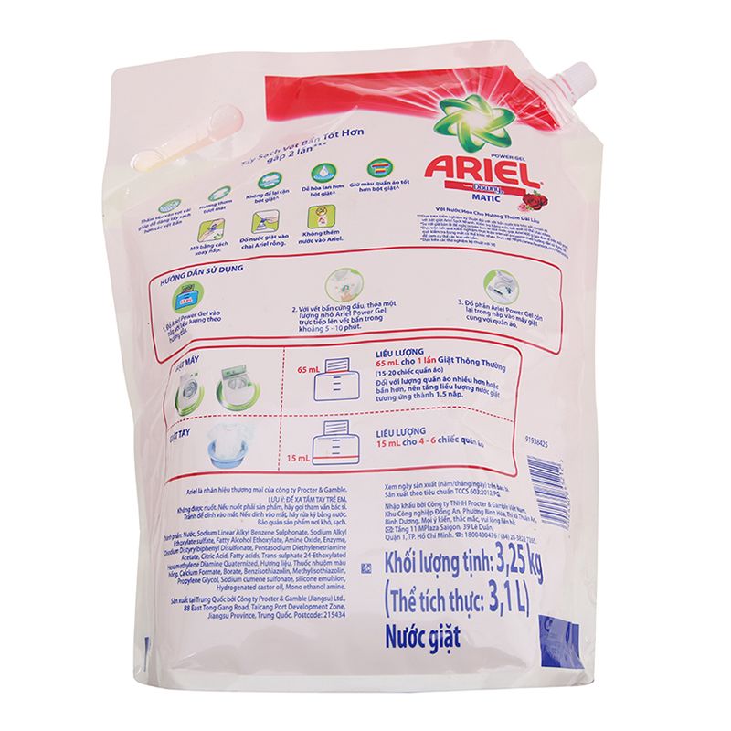  Nước giặt Ariel Matic hương Downy túi 3,25kg 