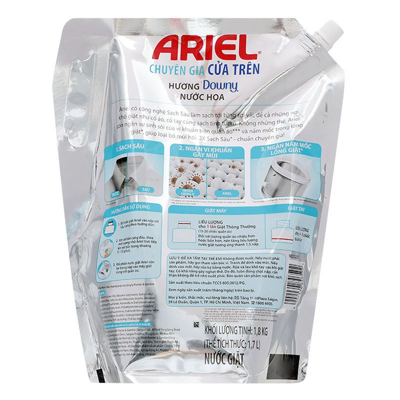  Nước giặt cửa trên Ariel chuyên gia hương Downy nước hoa túi 1,7 lít 