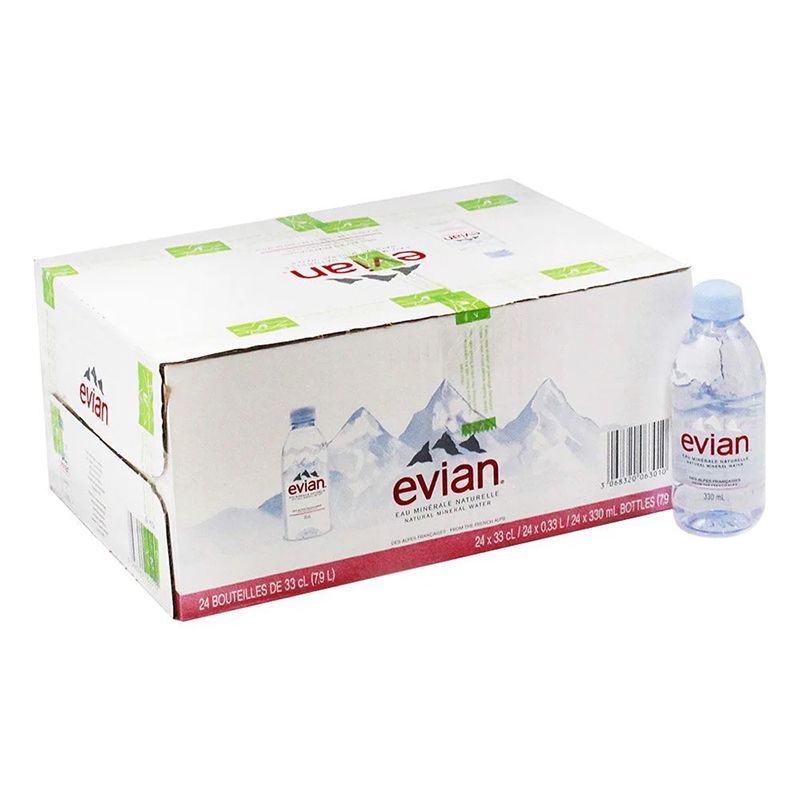 Nước khoáng đóng chai Evian thùng 24 chai 330ml 