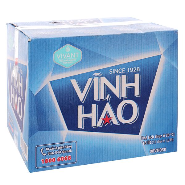  Nước khoáng Vĩnh Hảo thùng 12 chai 1,5 lít 