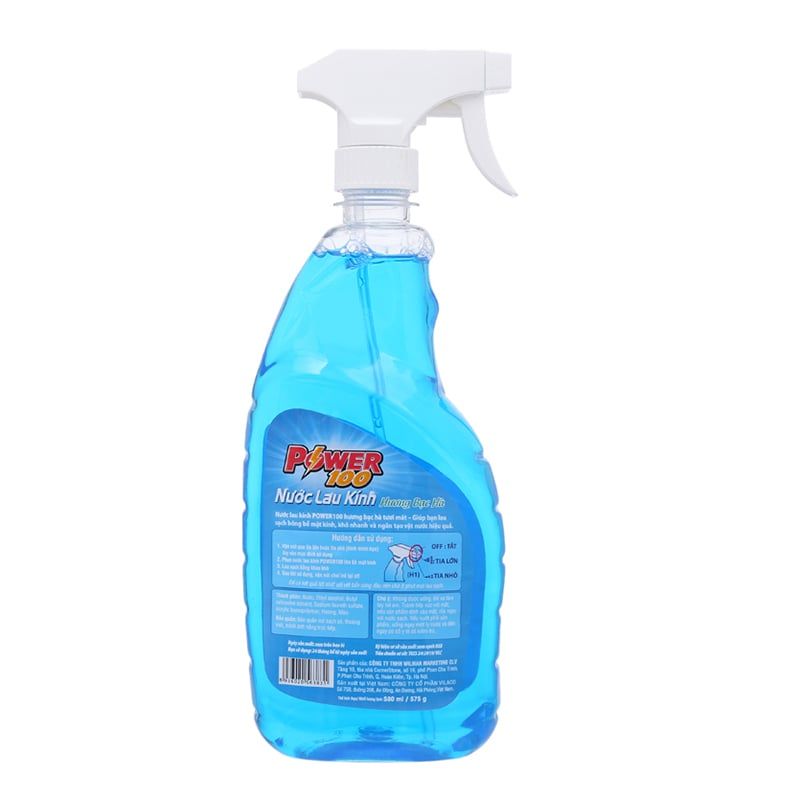  Nước lau kính Power100 hương bạc hà chai 580ml 