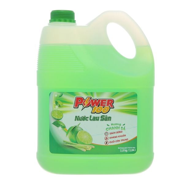  Nước lau sàn nhà POWER100 hương chanh sả can 3,8 kg 