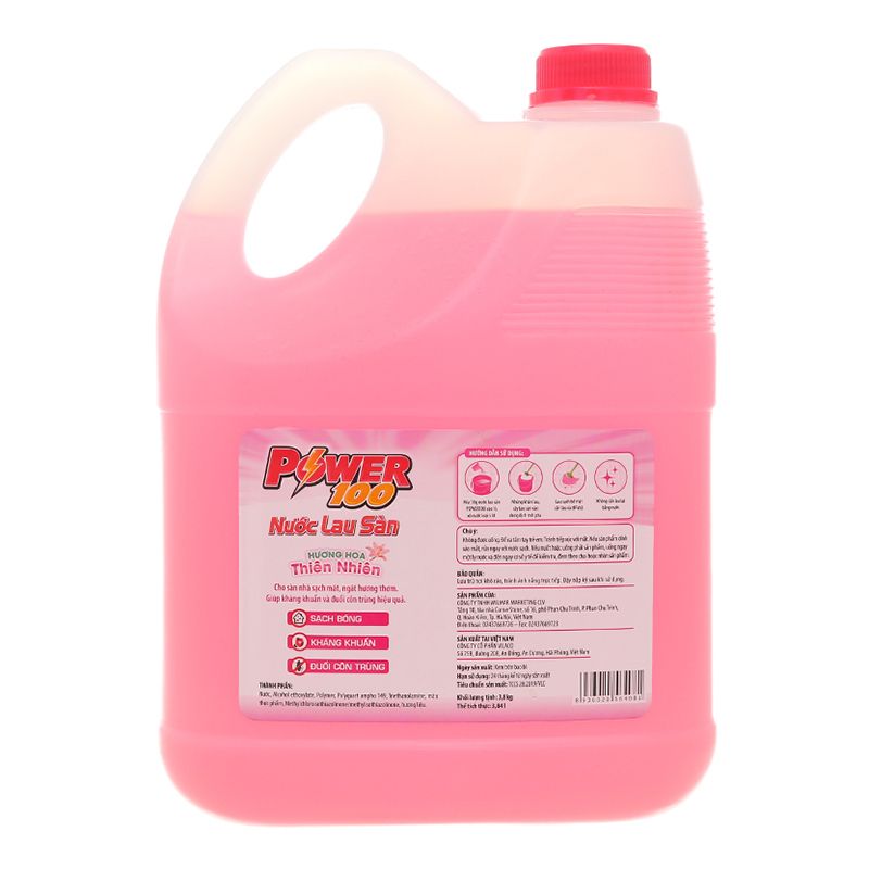  Nước lau sàn nhà POWER100 hương hoa thiên nhiên can 3,8kg 
