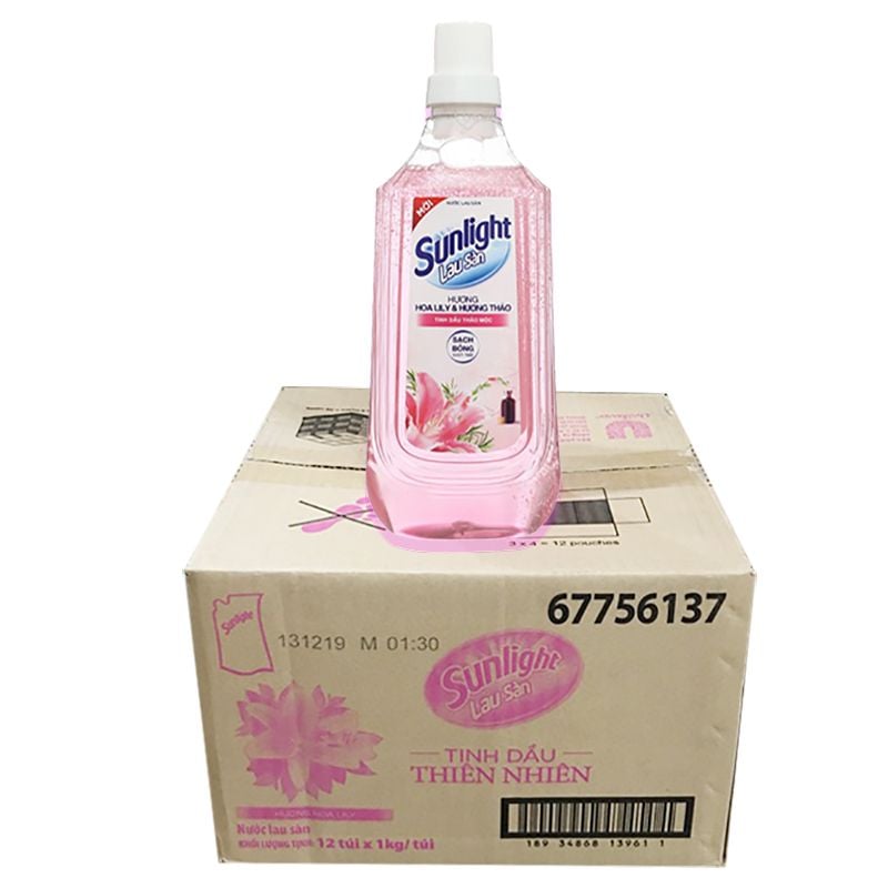  Nước lau sàn Sunlight hương hoa Lily thùng 12 chai x 1kg 