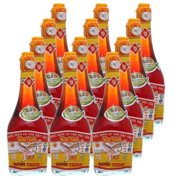  Nước mắm cá cơm Hưng Thịnh 40 độ đạm thùng 12 chai x 220 ml 