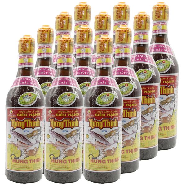  Nước mắm siêu hạng Hưng Thịnh 35 độ đạm thùng 12 chai x 620 ml 