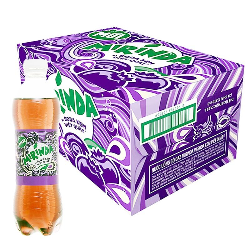 Nước ngọt có ga Mirinda vị soda kem việt quất chai 390ml 