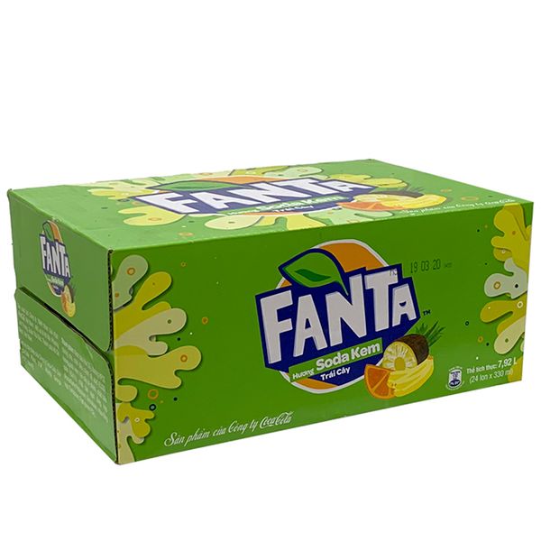  Nước ngọt Fanta vị soda kem thùng 24 lon x 330ml 