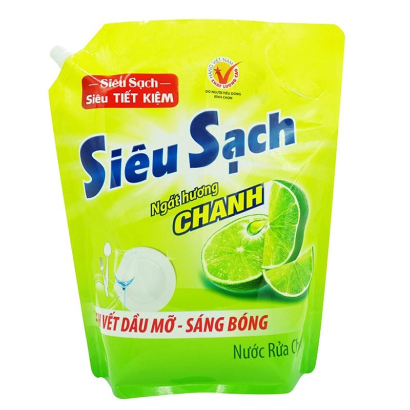  Nước rửa chén Lix hương chanh túi 1,5 kg 