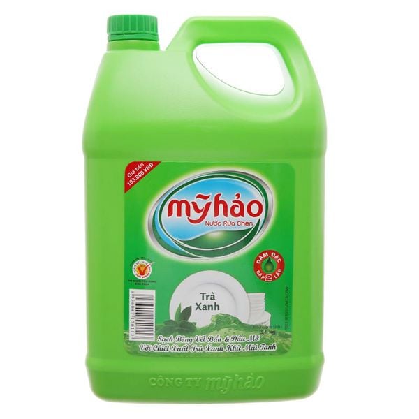  Nước rửa chén Mỹ Hảo hương trà xanh can 3,8 kg 