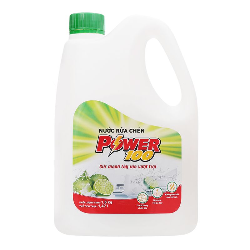  Nước rửa chén POWER100 hương chanh can 3,8 kg 