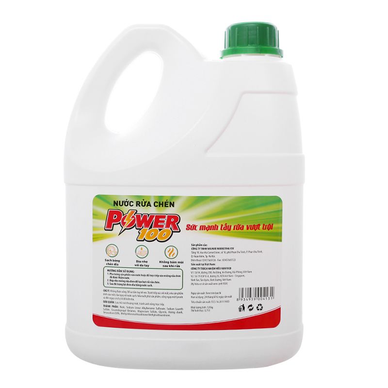  Nước rửa chén POWER100 hương chanh can 3,8 kg 