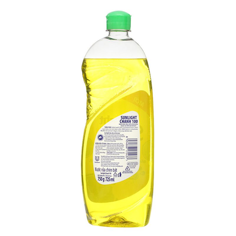  Nước rửa chén Sunlight chanh 100 thùng 15 chai x 750 g 