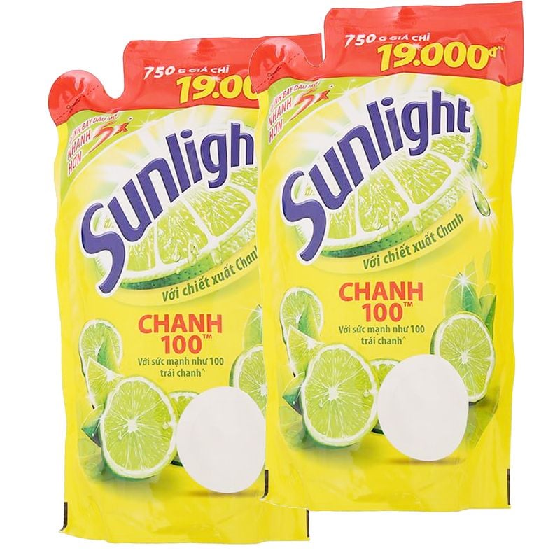  Nước rửa chén Sunlight hương chanh 100 thùng 18 túi x 750 g 