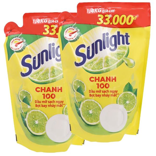  Nước rửa chén Sunlight hương chanh 100 thùng 9 túi x 1,4 kg 