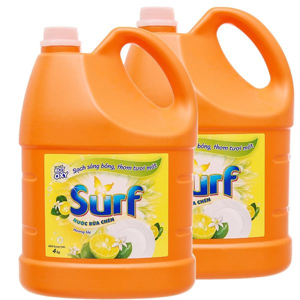  Nước rửa chén Surf hương tắc dịu nhẹ bộ 2 can x 4kg 