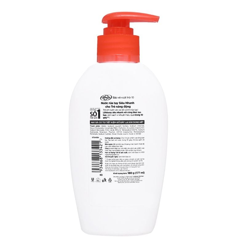  Nước rửa tay Lifebuoy bảo vệ vượt trội 10 chai 180 g 