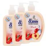  Nước rửa tay sạch khuẩn Dr. Clean hương đào bộ 3 chai x 500ml 