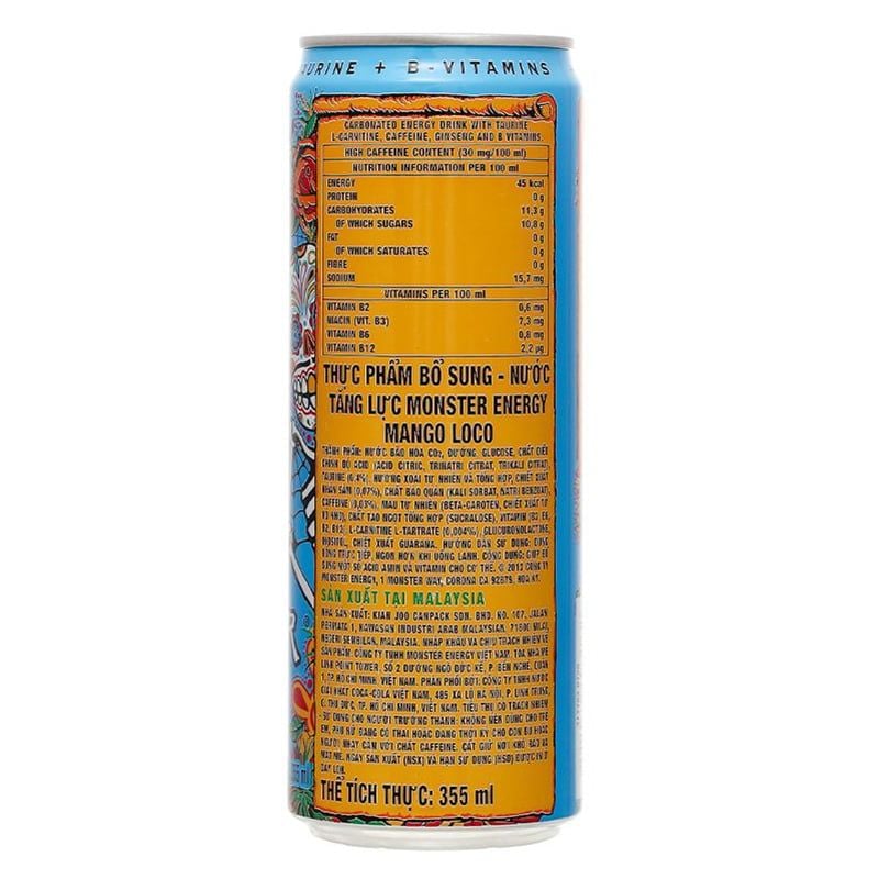  Nước tăng lực Monster Energy Mango vị xoài thùng 24 lon x 355ml 