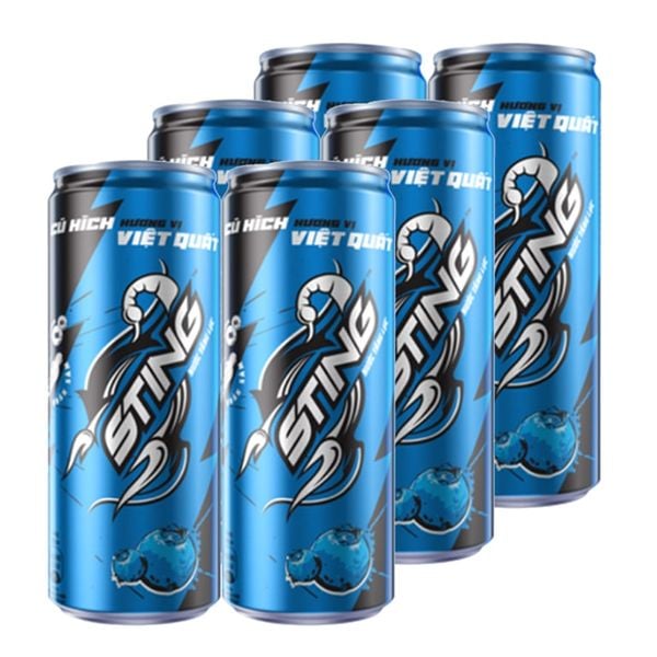  Nước tăng lực Sting Sleek hương việt quất lốc 6 lon x 320ml 