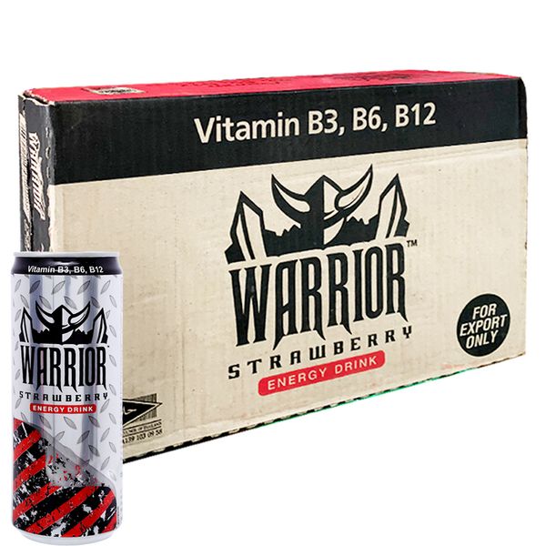  Nước tăng lực Warrior hương dâu thùng 24 lon x 325ml 