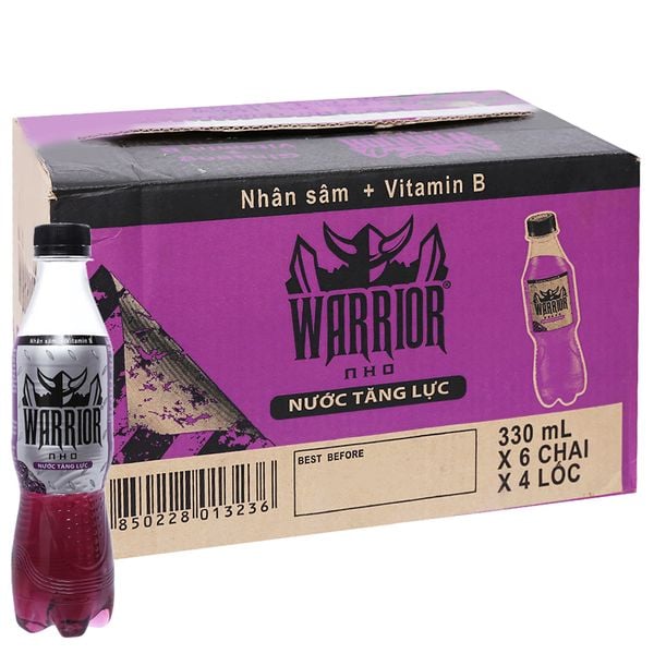  Nước tăng lực Warrior hương nho thùng 24 chai x 330ml 