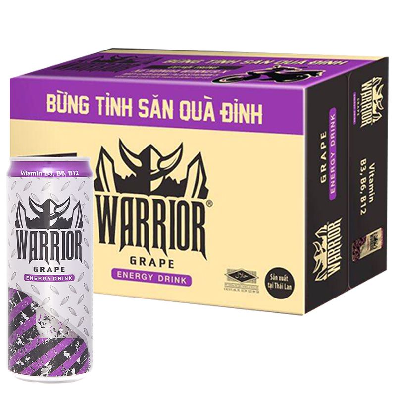  Nước tăng lực Warrior hương nho lốc 6 lon x 325ml 