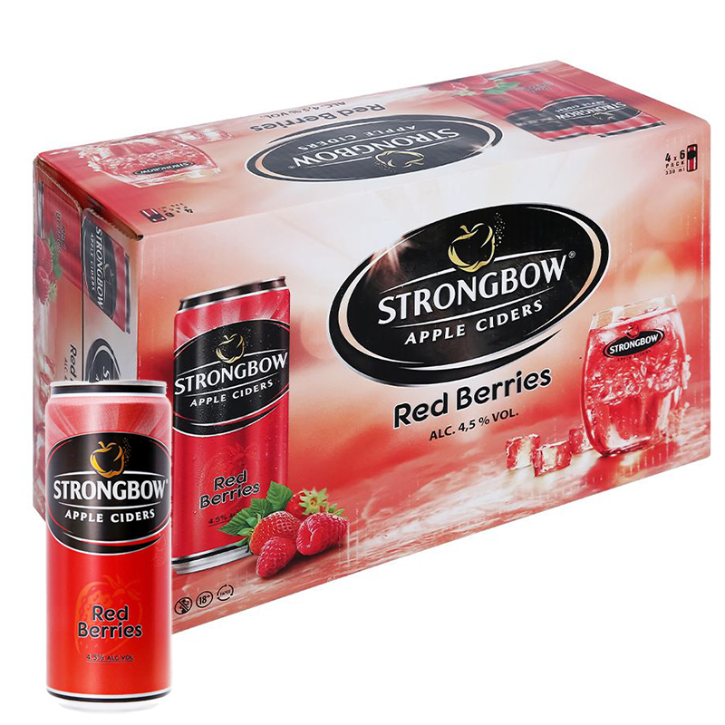 Strongbow Cold Nước táo lên men Strongbow gold Apple vị dâu thùng 24 lon x 330ml ...