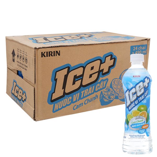  Nước trái cây Ice+ vị cam chanh thùng 24 chai x 490ml 