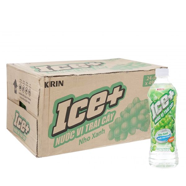  Nước trái cây Ice+ vị nho xanh thùng 24 chai x 490ml 