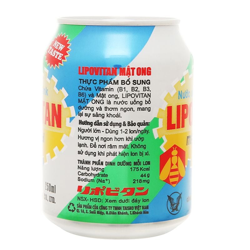  Nước uống tăng lực Lipovitan vị mật ong thùng 24 lon x 250 ml 