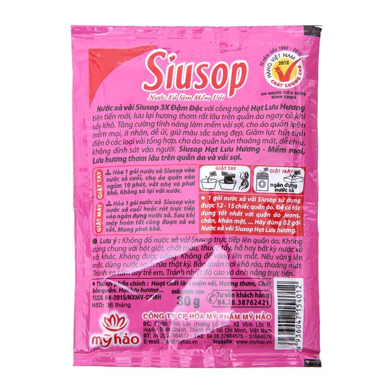  Nước xả vải Siusop 3X đậm đặc hương hoa hồng dây 30ml x 10 gói 